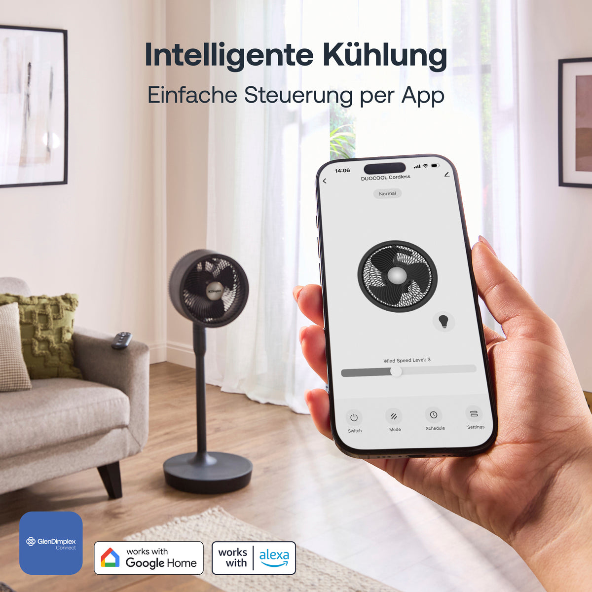 DuoCool Smart 2-in-1 kabelloser Standventilator